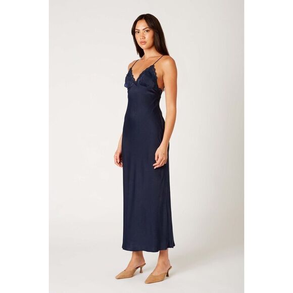 NIA JASMINE DRESS - Pink Satin ankle length bias slip dress size S NWT$108 - Picture 1 of 7